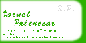 kornel palencsar business card